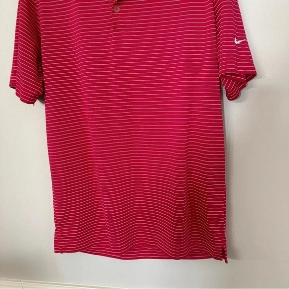 Nike Golf Tour Performance Dri Fit Pink and White Striped Shout Sleeve Polo Sz M - Picture 3 of 7